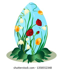 Easter egg in flowers vector art