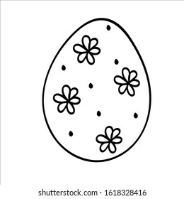 Easter egg  with a flowers. Vector illustration in Doodle style. Isolated object on a white background. Design element for children's books-paints, textiles, posters, school project.
