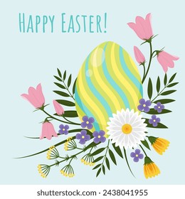 Easter egg with flowers.Happy Easter.