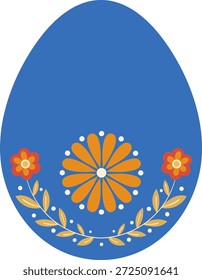 Huevo de Pascua con Elementos florales de estilo popular, diseño mínimo con espacio de copia en colores retro