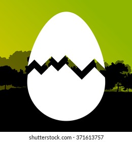 Easter egg forest nature trees wildlife idea concept vector illustration abstract spring color background
