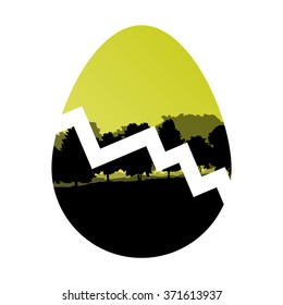 Easter egg forest nature trees wildlife idea concept vector illustration abstract spring color background