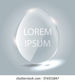 Easter egg in the form of a glass plate with a place for an inscription. Vector illustrations. Glass design. Symbol of Easter