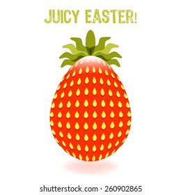 Easter egg in the form of juicy strawberries on a white background vector