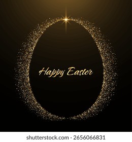 Ostereierrahmen. Goldener Glitzerrand. Elegante Osterdekoration. Luxuriöses Eier-Design für Feiertagsgrußkarte. Vektorgrafik eps10.