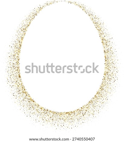 Easter egg frame. Gold glitter border. Elegant Easter decor. Luxury eggs design for holiday greeting card. Vector illustration eps10.