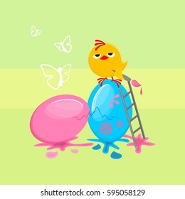 Easter egg, with funny chicken