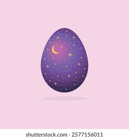 Easter Egg with Galaxy inside, Abstract Vector Illustration.
