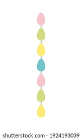 Easter egg garland vector illustration. Flat style simple Easter garland. Colourful egg holiday decor. Vector clip art isolated.