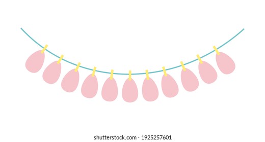 Easter egg garland vector illustration. Flat style simple Easter garland. Egg holiday decor. Vector clip art isolated.