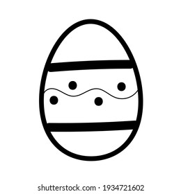 Easter egg with geometric ornament and hearts. Vector illustration in Doodle style. Isolated object on a white background. Design element for children s books-paints, textiles, posters, school project