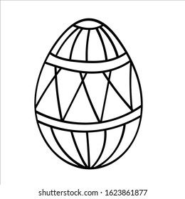 Easter egg with geometric ornament. Vector illustration in Doodle style. Isolated object on a white background. Design element for children's books-paints, textiles, posters, school project