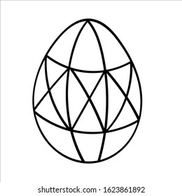 Easter egg with geometric ornament. Vector illustration in Doodle style. Isolated object on a white background. Design element for children's books-paints, textiles, posters, school project