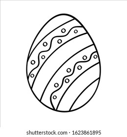 Easter egg with geometric ornament. Vector illustration in Doodle style. Isolated object on a white background. Design element for children's books-paints, textiles, posters, school project