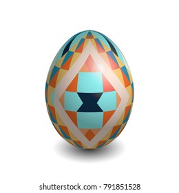 Easter egg with geometric patterns. Vector illustration.