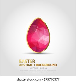 Easter egg of geometric shapes with gold. Pattern design, card, banner. Vector EPS 10 illustration.