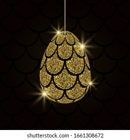 Easter egg with glitter mermaid scales vector illustration
