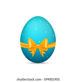 Easter egg. Glossy egg with gift bow and ribbon.