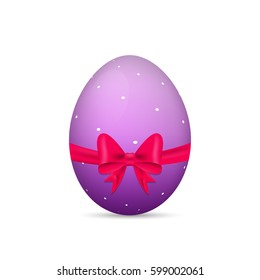 Easter egg. Glossy egg with gift bow and ribbon.