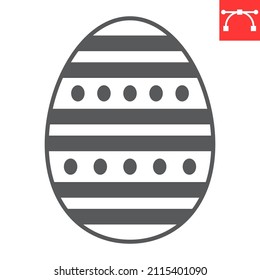 Icono de glifo de huevo de Pascua, celebración y vacaciones, icono del vector del huevo de Pascua, gráficos vectoriales, símbolo sólido de trazo editable, eps 10.