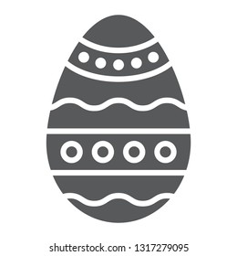Easter egg glyph icon, decoration and easter, ornamented egg sign, vector graphics, a solid pattern on a white background, eps 10.