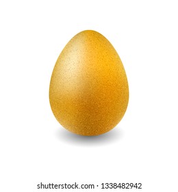 Easter Egg. Gold glitter egg for greeting card, ad, promotion, poster, flyer, web-banner. Golden egg isolated on white background. Vector illustration.