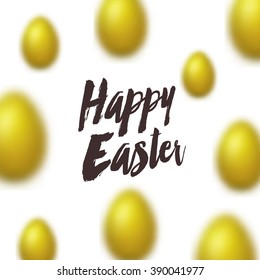 Easter Egg Golden. Easter eggs on white background. Happy Easter.  Easter Background.