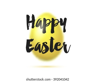 Easter Egg Golden. Easter egg on white background. Happy Easter. Easter Sunday. Easter Day. Easter Background.