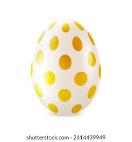 Huevo de Pascua con puntos de polka dorados, vector 3d realista, elemento decorativo para Pascua feliz.