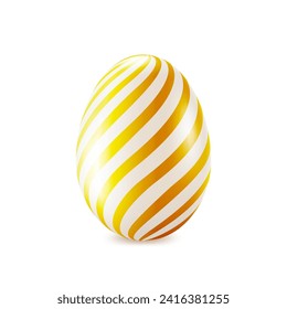 Easter egg with golden stripes, realistic vector, decorative element for Happy Easter.