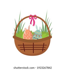 
Easter Egg Grass Basket Flat Icon