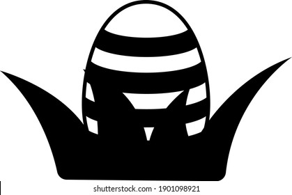 Easter Egg In Grass Icon. Black Glyph Design. Vector Illustration.