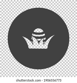 Easter Egg In Grass Icon. Subtract Stencil Design on Tranparency Grid. Vector Illustration.