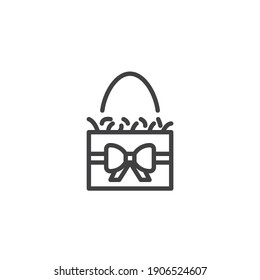 Easter egg and grass line icon. linear style sign for mobile concept and web design. Happy easter gift outline vector icon. Symbol, logo illustration. Vector graphics