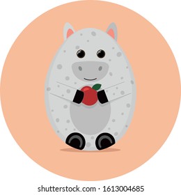 easter egg gray horse with red apple holiday illustration
