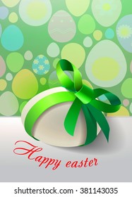 Easter egg with green bow. Vector illustration