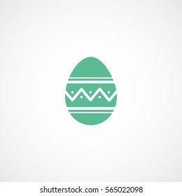 Easter Egg Green Flat Icon On White Background
