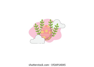 Easter Egg Green Leaf Cloud Icon