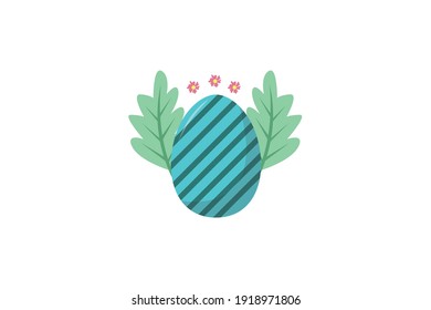 Easter Egg Green Leaf Vector Icon