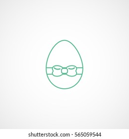 Easter Egg Green Line Icon On White Background