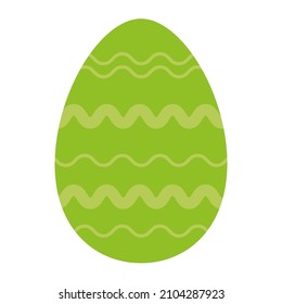 Easter egg with a green pattern. Vector festive egg for decoration.