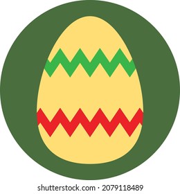Easter egg with green and red lines, illustration, vector, on a white background.
