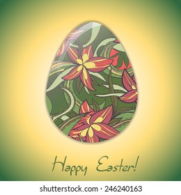 Easter egg greeting card with abstract hand drawn ornament. Use as greeting card.