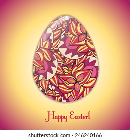 Easter egg greeting card with abstract hand drawn ornament. Use as greeting card.