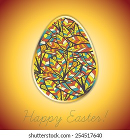Easter egg greeting card with abstract hand drawn ornament. Use as greeting card.