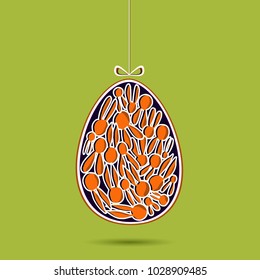 Easter egg. Greeting card, easter card. Can be used as a postcard, poster, invitation card, emblem, design element.