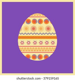 Easter egg greeting card. Isolated egg with beautiful ornament. Decorative element for Happy Easter day design, Passover, Pesach holiday card, poster background, web design. Vector Illustration.