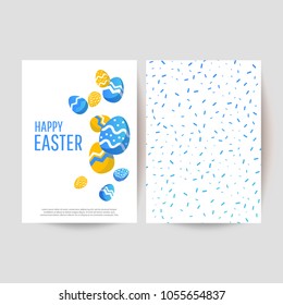 Easter egg  greeting card. Vector Easter Flyer Illustration with painted eggs. Place for your text.