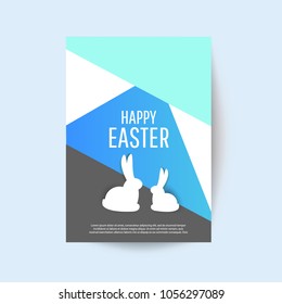 Easter egg  greeting card. Vector Easter Flyer Illustration with painted eggs. Place for your text.