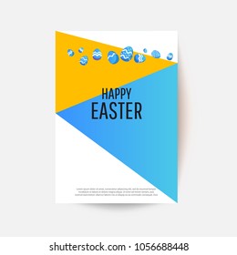 Easter egg  greeting card. Vector Easter Flyer Illustration with painted eggs. Place for your text.